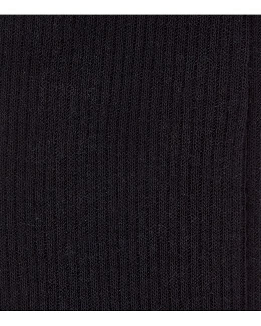 Pantherella Black Merino Wool Ribbed Socks for men