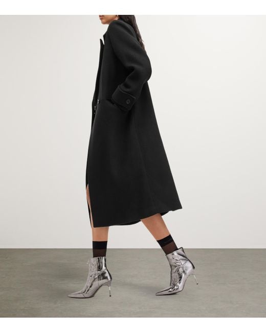 AllSaints Black Double-Breasted Mabel Coat