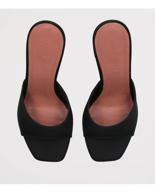 AMINA MUADDI Black Satin Lupita Heeled Mules 95