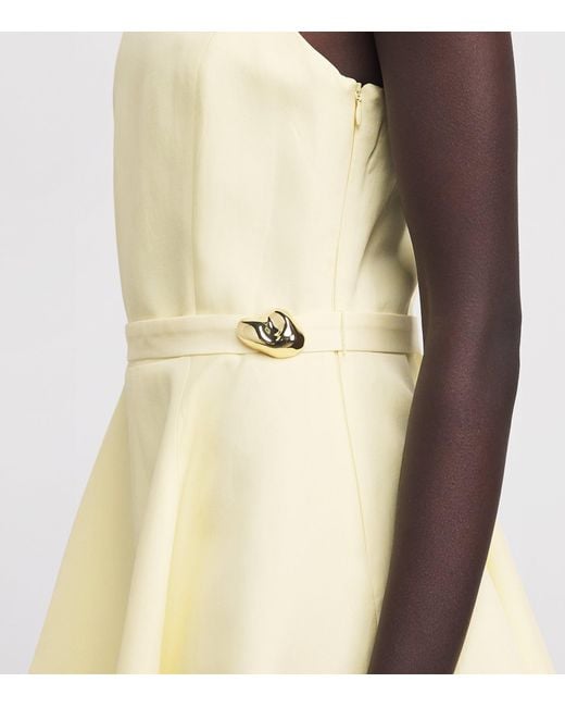 Maje Natural Satin Embellished Mini Dress