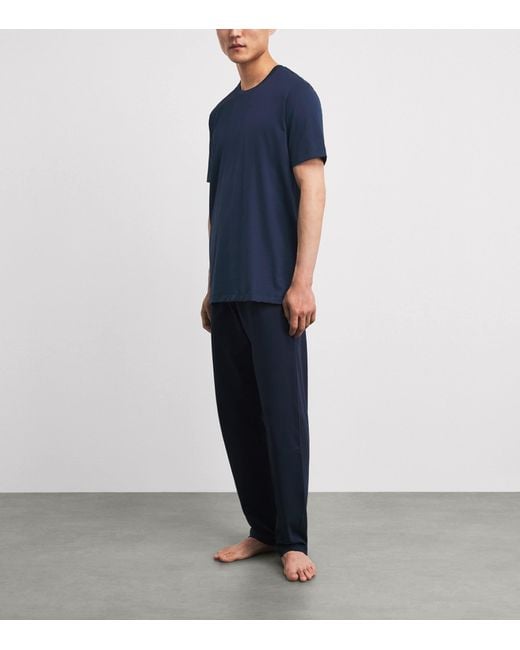 Hanro Blue Cotton Night & Day T-Shirt for men