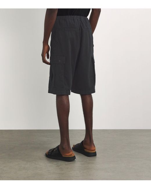 Dries Van Noten Black Cotton Pentin Cargo Shorts for men