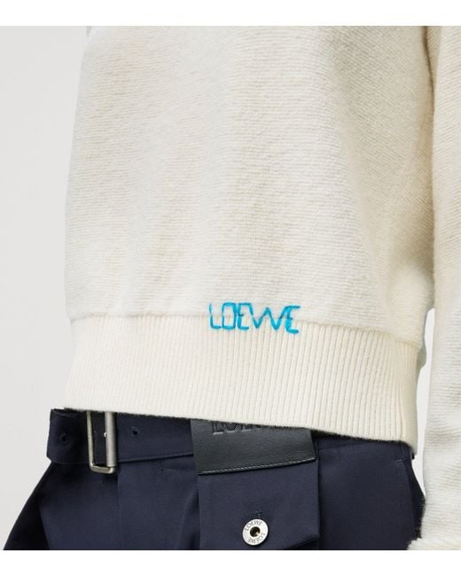 Loewe White Wool-Blend Embroidered Sweater