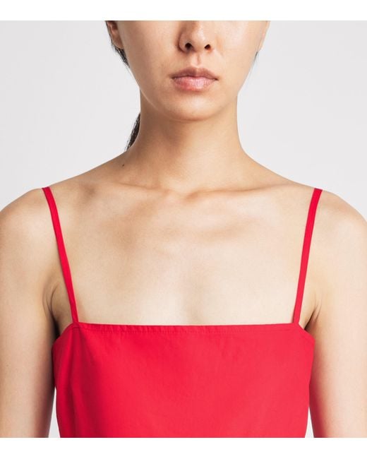 Ganni Red Cotton Ruffled Mini Dress
