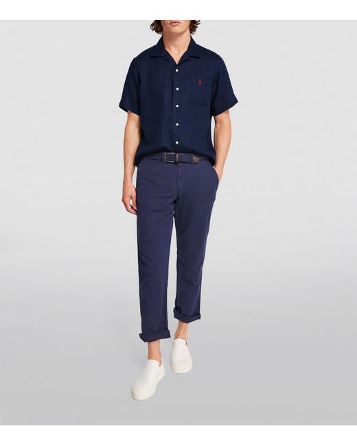Polo Ralph Lauren Blue Linen Clady Polo Shirt for men