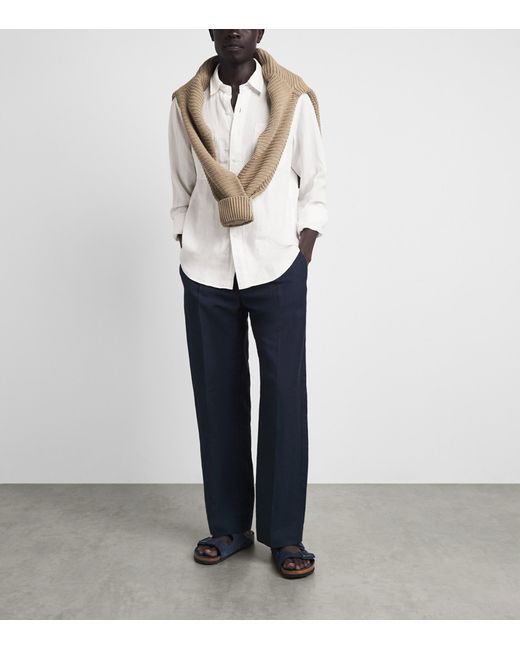 Polo Ralph Lauren White Linen-Silk Classic Fit Shirt for men