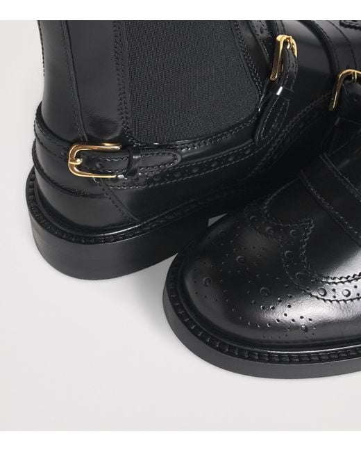 Sandro Black Leather Buckled Chelsea Boots