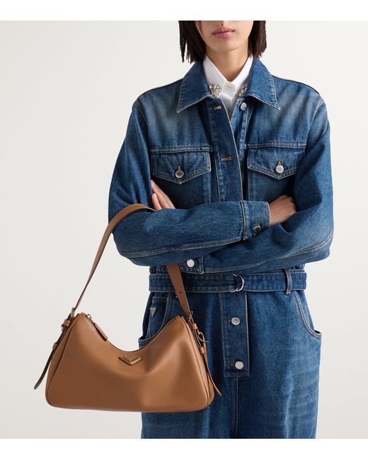 Prada Brown Medium Leather Aimée Shoulder Bag