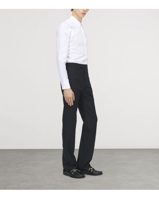 McQueen Blue Wool-Mohair Trousers for men