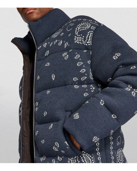 Alanui Wool Padded Bandana Puffer Jacket in Navy (Blue) for Men | Lyst