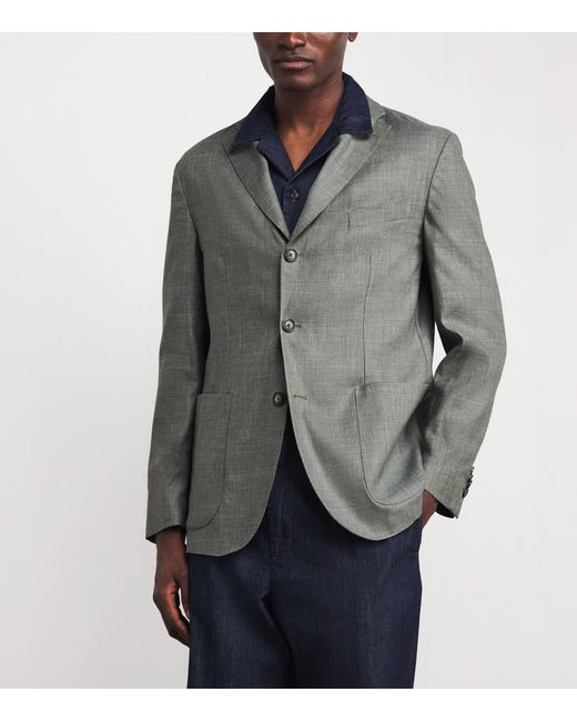 Eton of Sweden Gray Wool-Silk-Linen Blazer for men