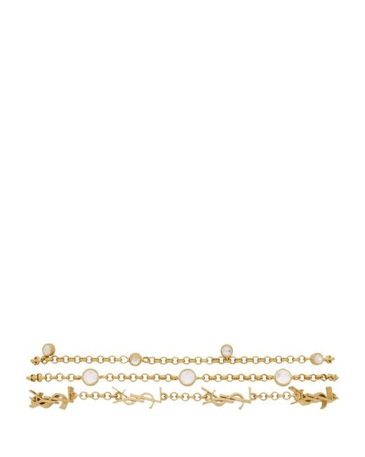 Saint Laurent Natural Brass Multi-Chain Bracelet