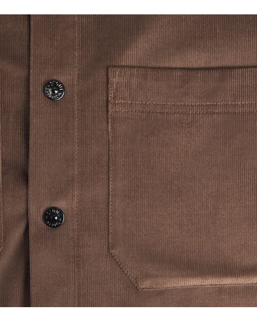 Stone Island Brown Cotton Corduroy Compass Overshirt for men