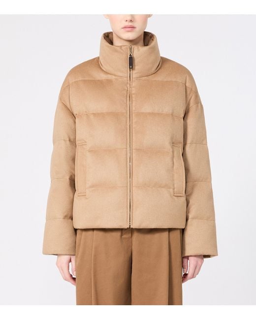 Max Mara Natural Camel Wool Down-Filled Jacket