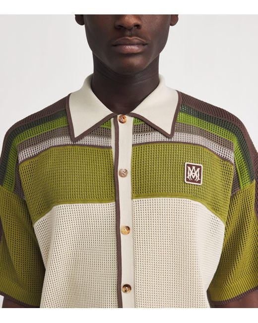 Amiri Green Mesh Logo Oversized Short-Sleeve Shirt for men