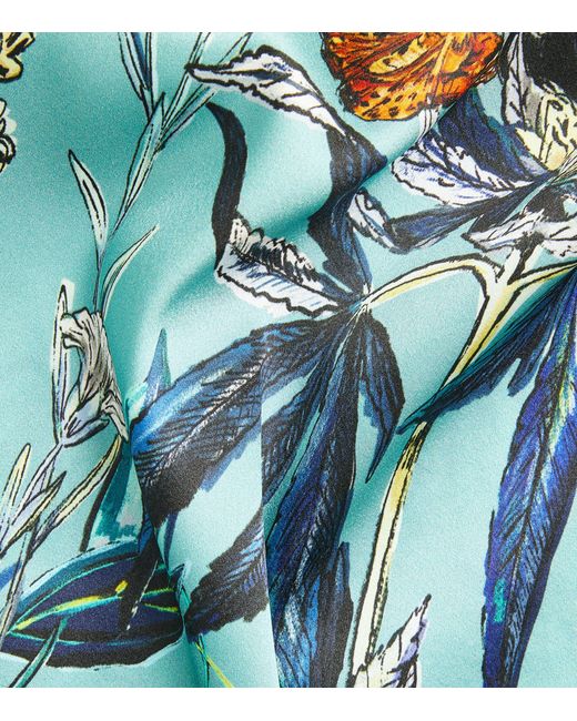 NAHMIAS Blue Silk-blend Botanical Print Shirt for men