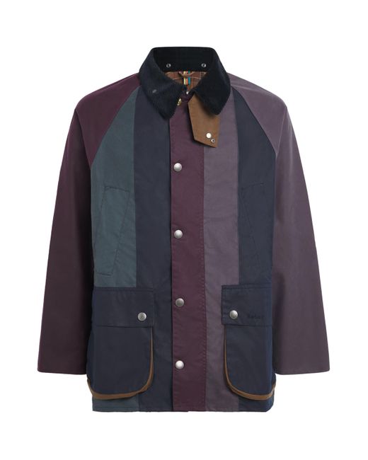 Barbour Blue X Paul Smith Waxed Stripe Oversized Bedale Jacket for men