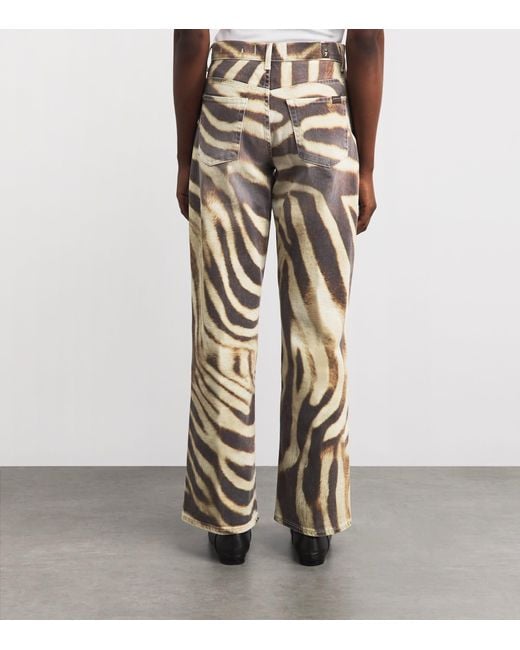 7 For All Mankind Natural Zebra Print Stovepipe Straight Jeans