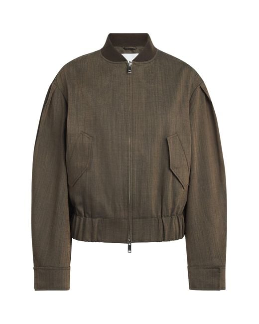 Ganni Green Wool Bomber Jacket