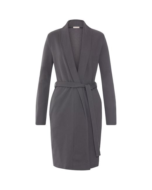 Hanro Gray Cotton-Blend Robe