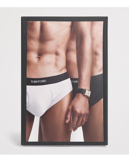 Tom Ford Black Cotton-Stretch Logo Briefs (Pack Of 2) for men