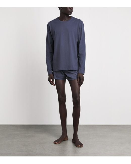 Hanro Blue Cotton Night & Day T-Shirt for men