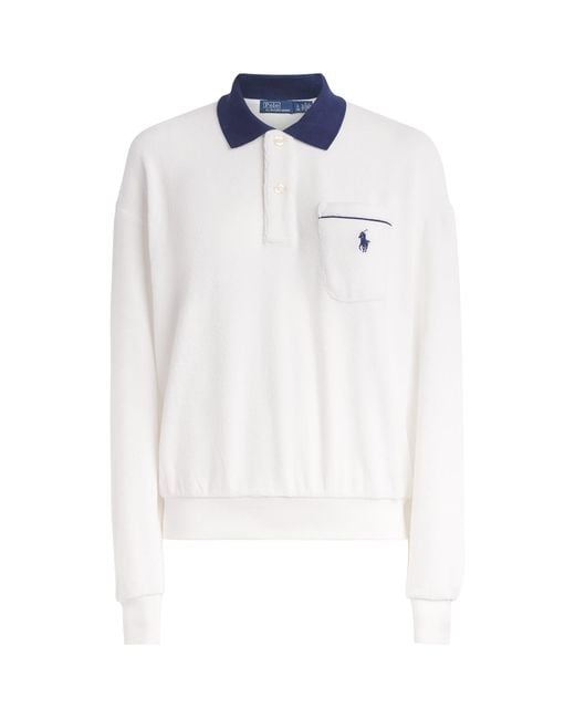 Polo Ralph Lauren White Towelling Polo Pony Sweatshirt