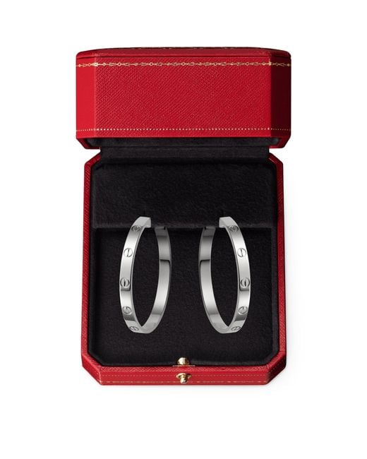 Cartier Metallic White Gold Love Hoop Earrings