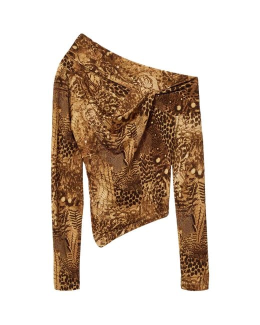 AllSaints Brown Animal Print Arlie Top