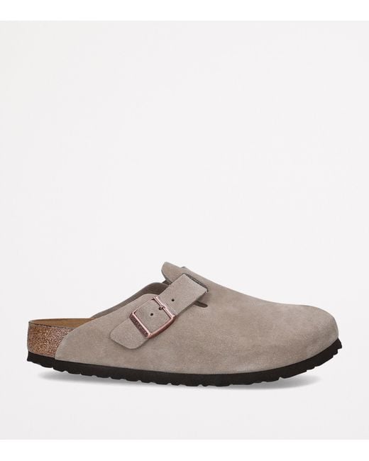 Birkenstock Gray Suede Boston Clogs for men