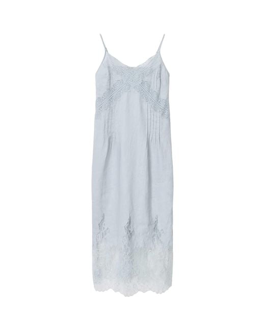 AllSaints White Linen Samia Midi Dress