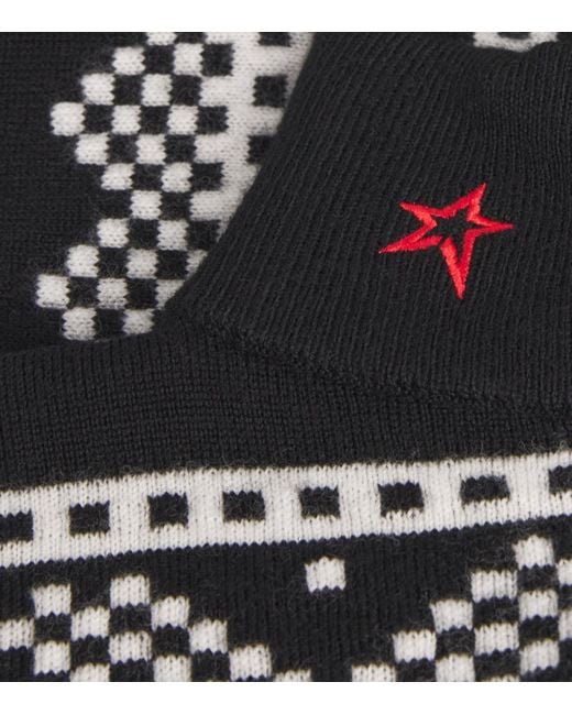 Perfect Moment Black Merino Wool Intarsia-Knit Bodysuit