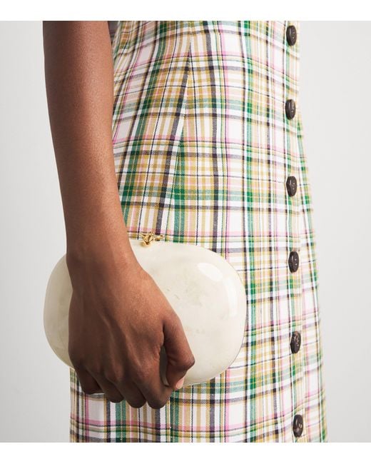 Carolina Herrera Metallic Plaid Print Midi Dress