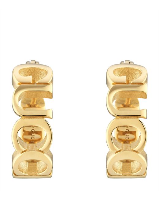 Gucci Metallic Script Letter Hoop Earrings for men