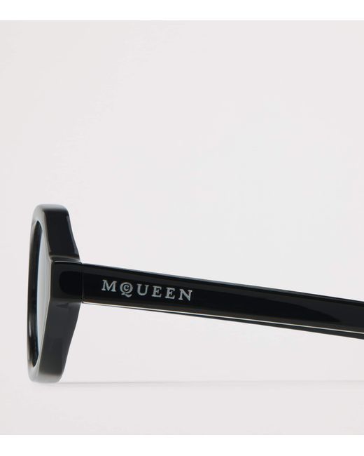 McQueen Black Oval Sunglasses