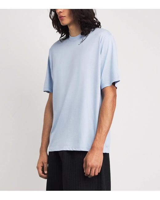 Amiri Blue Cotton Script T-Shirt for men