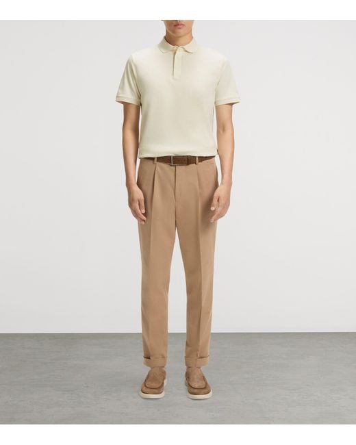 Boss White Cotton Regular-Fit Polo Shirt for men