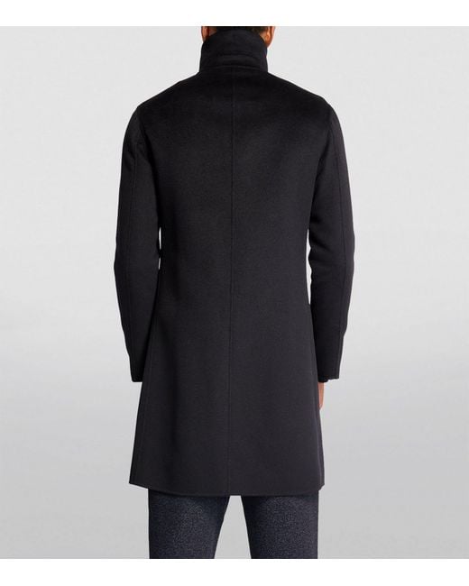 Giorgio Armani Black Cashmere Double-breasted Coat for men