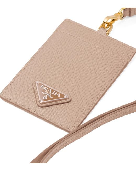 Prada White Saffiano Leather Badge Holder