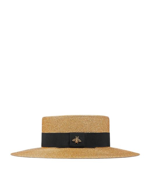 Gucci Metallic Bee-embellished Boater Hat