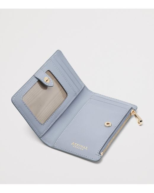Aspinal Blue Leather Croc-Embossed Mayfair Purse