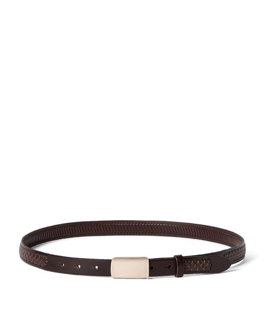 Brunello Cucinelli Brown Leather Woven Belt for men