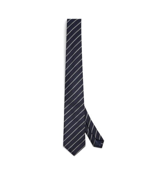 Emporio Armani Blue Silk Stripe Tie for men