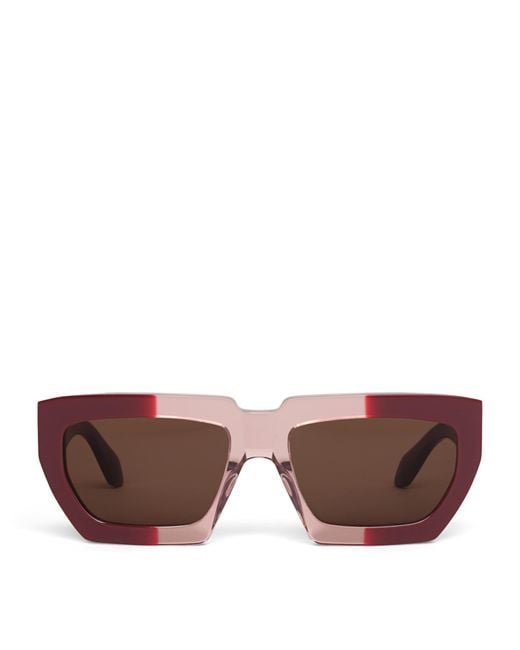 Alaïa Red Acetate Melted Rectangular Sunglasses