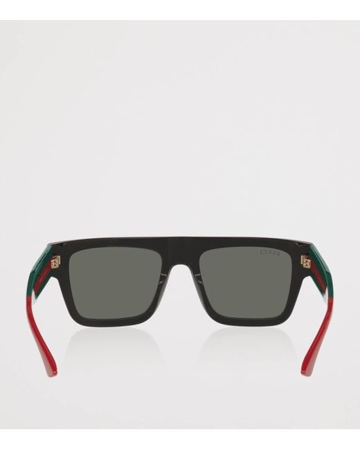 Gucci Gray Acetate Rectangle Sunglasses for men