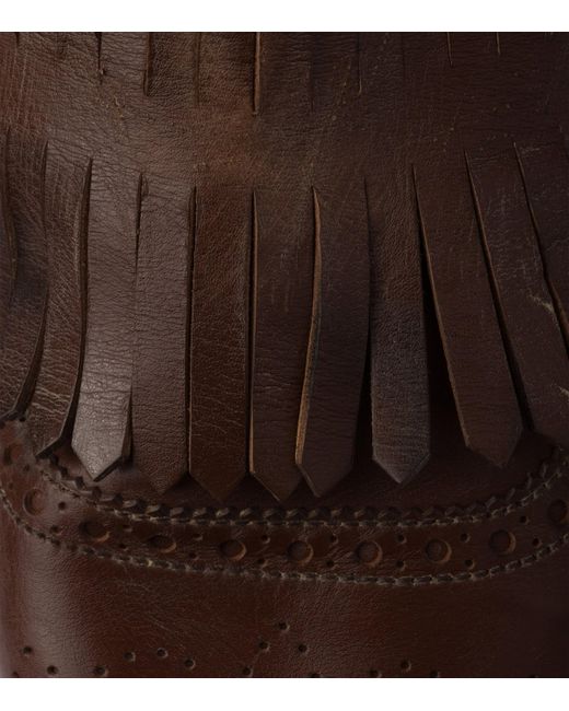 Prada Brown Antiqued Leather Shuffle Mules for men