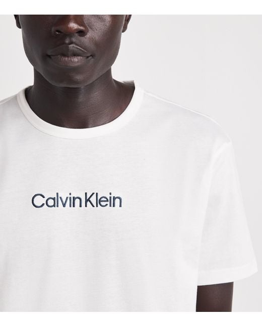 Calvin Klein White Cotton Logo Pyjama Top for men