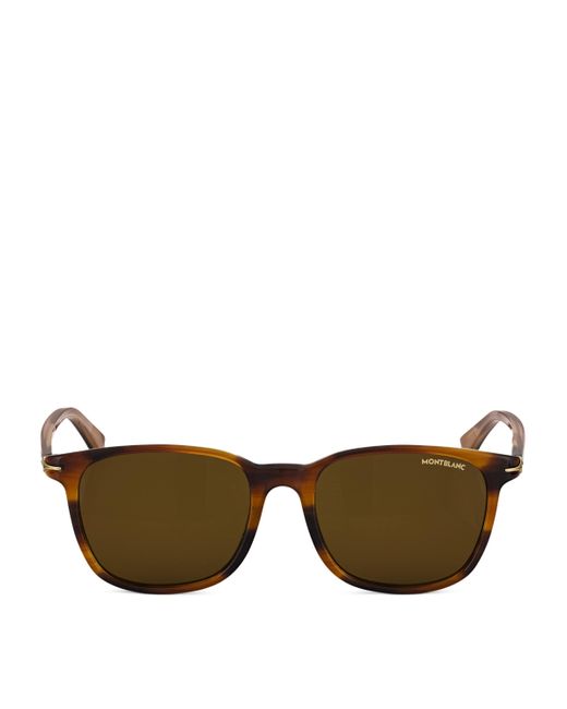 Montblanc Brown Squared Acetate Sunglasses for men