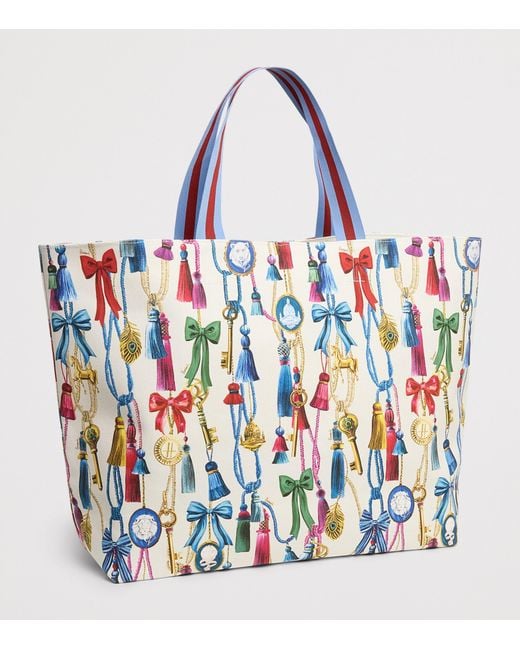 Harrods Red Large Tassel Tote Bag