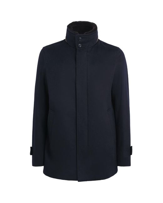 Herno Blue Cashmere Car Coat for men